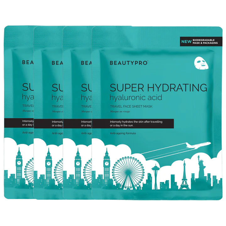 BeautyPro Super Hydrating Hyaluronic Acid Travel Face Sheet Mask