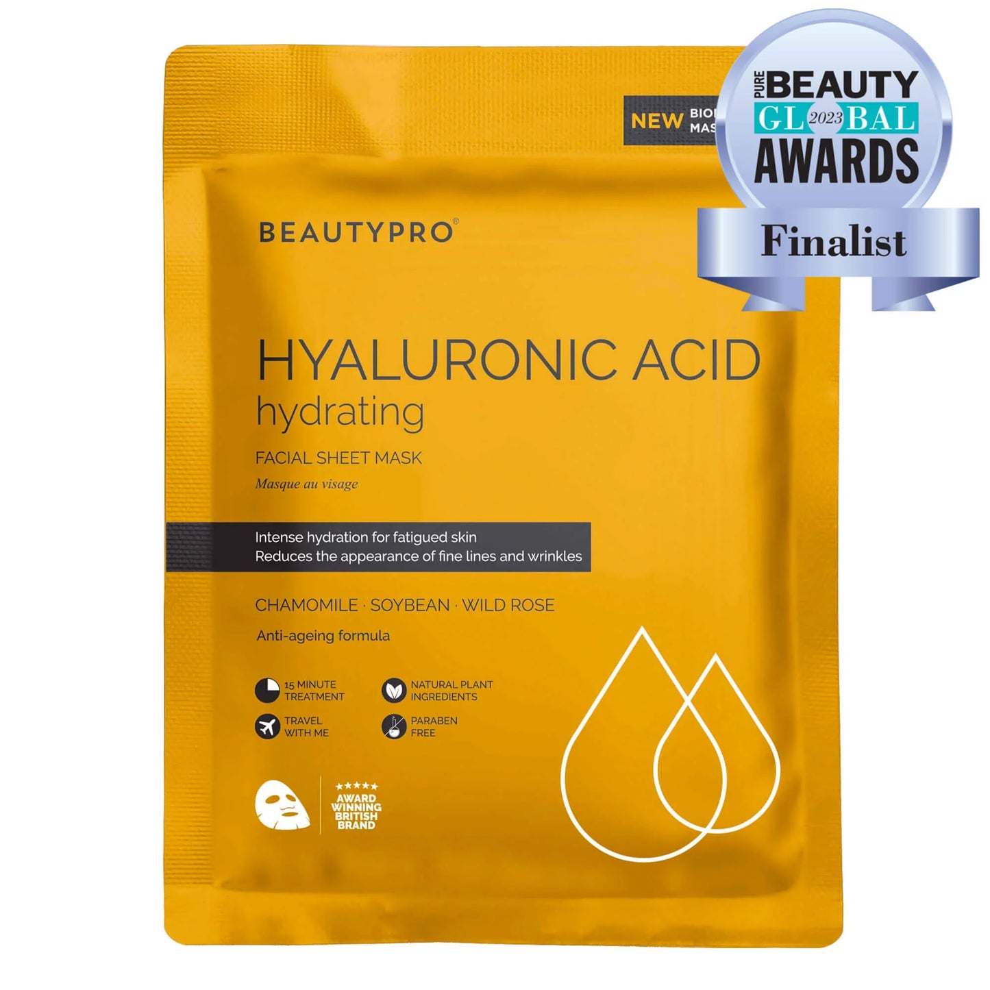 HYALURONIC ACID Hydrating Facial Sheet Mask - 100% Biodegradable