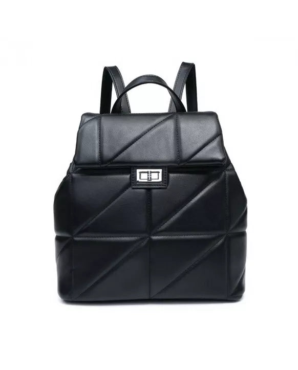 Unisex Waterproof PU Leather Backpack - Black