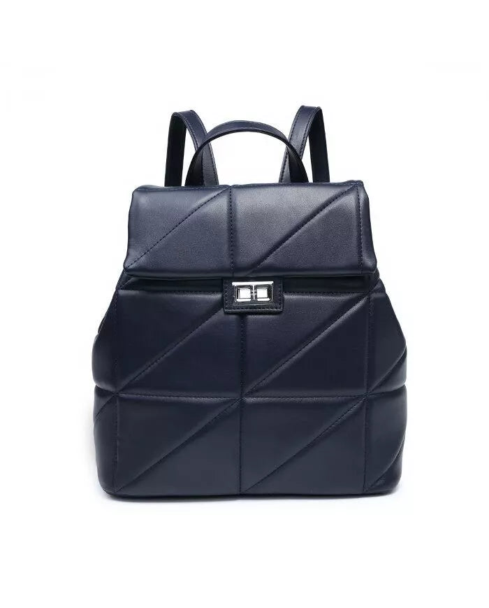 Unisex Waterproof PU Leather Backpack - Dark Blue