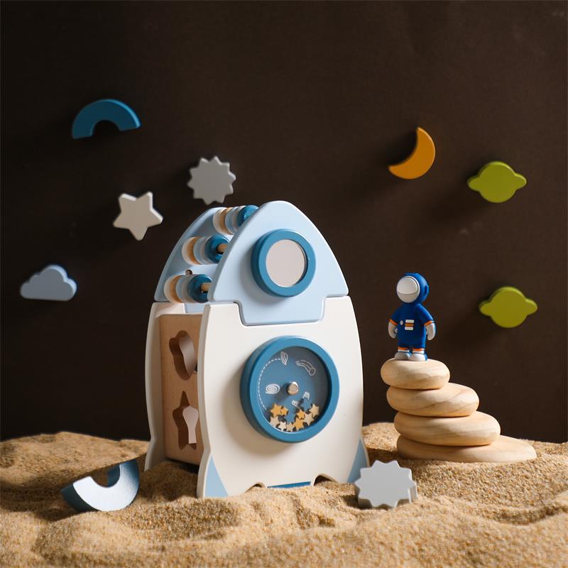 Educational Eco-Friendly Wooden Space Rocket Toy for Toddlers & Kids |