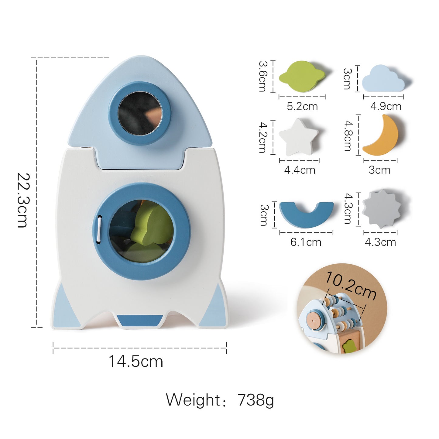 Educational Eco-Friendly Wooden Space Rocket Toy for Toddlers & Kids |