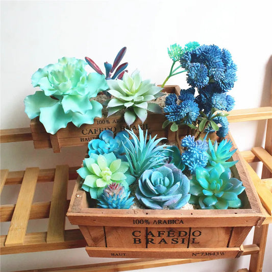 Green & Blue Faux Cactus