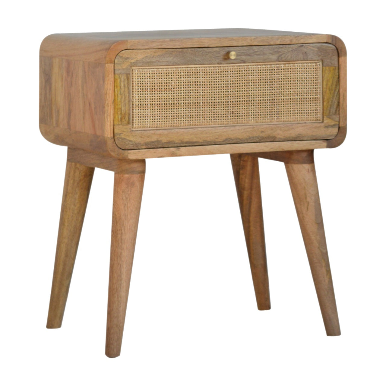 Scandi Chic Rattan-Infused Bedside Table