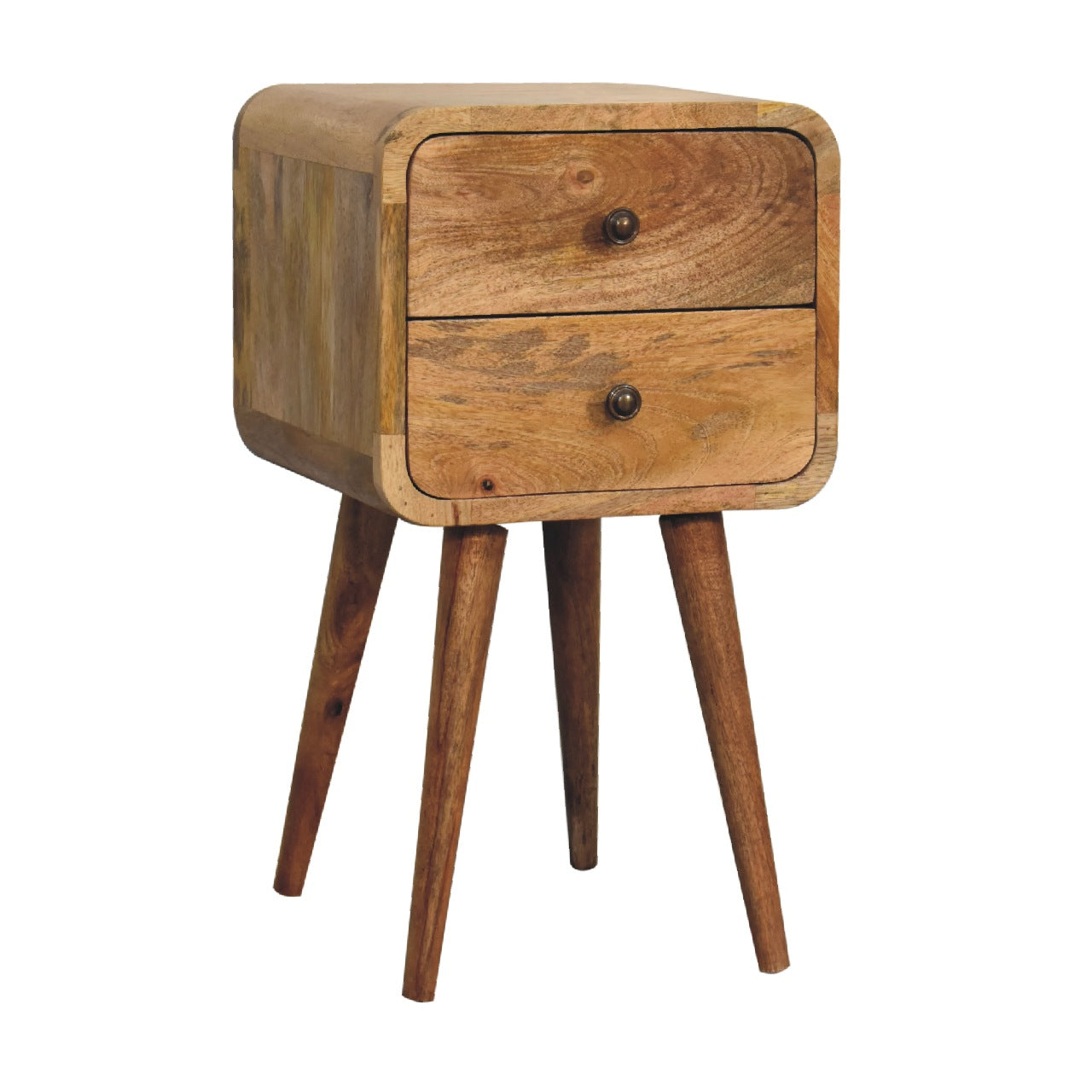 Quaint Oak Accent Curved Bedside Table