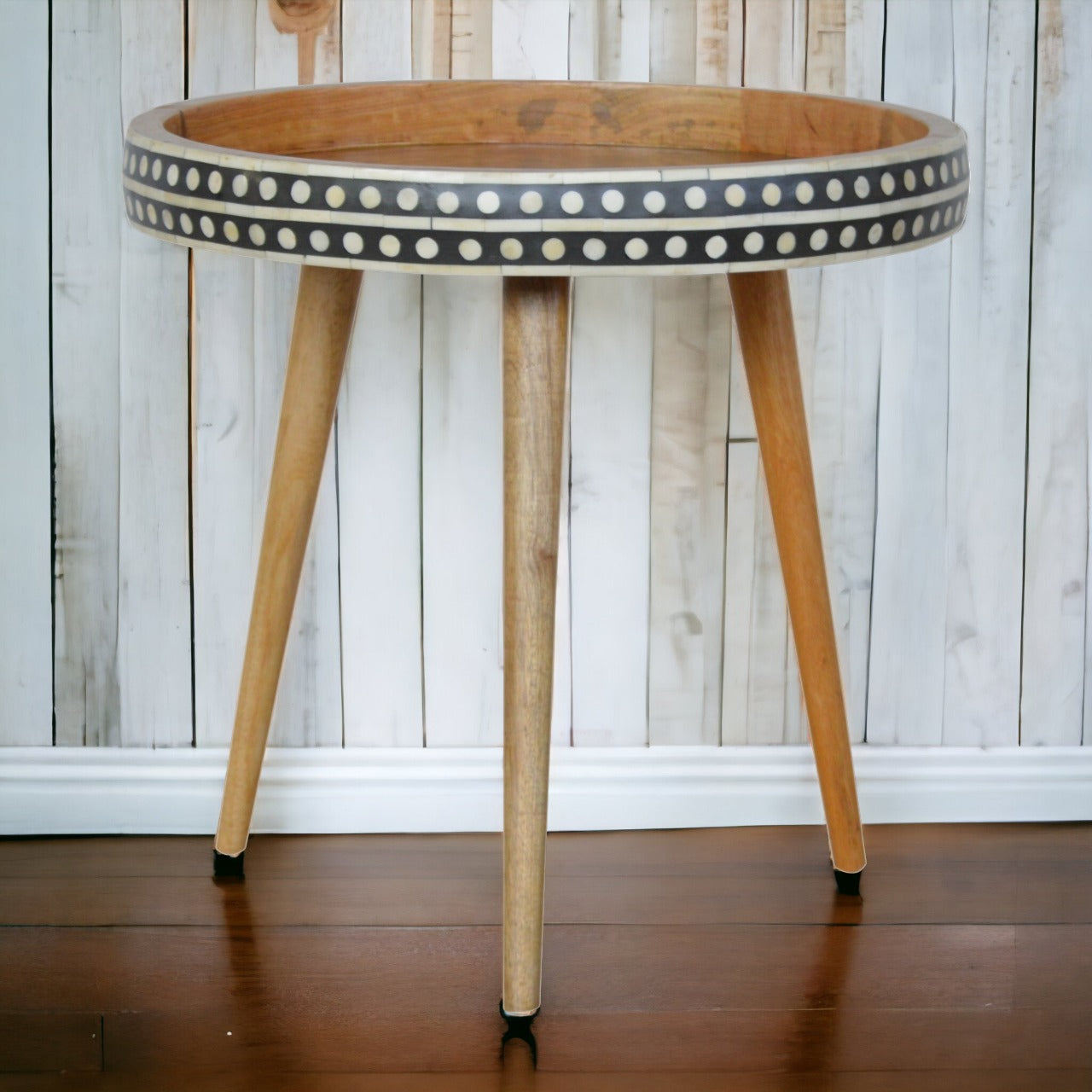 Chic Tri-leg Bone Inlay End Table