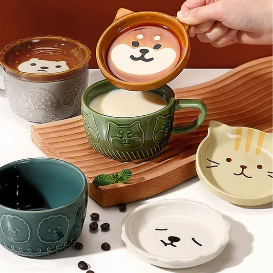 Cute Cartoon Animal Mug with Lid