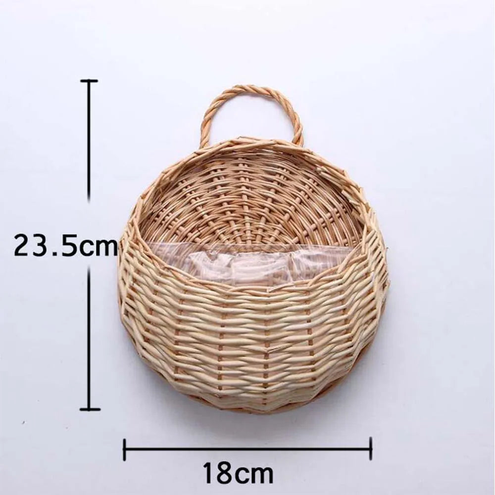 Wicker Rattan Wall Hanging Flower Planter