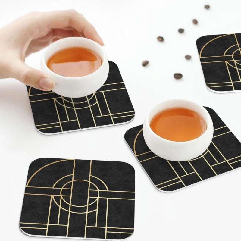 Art Deco Black Marble Coasters