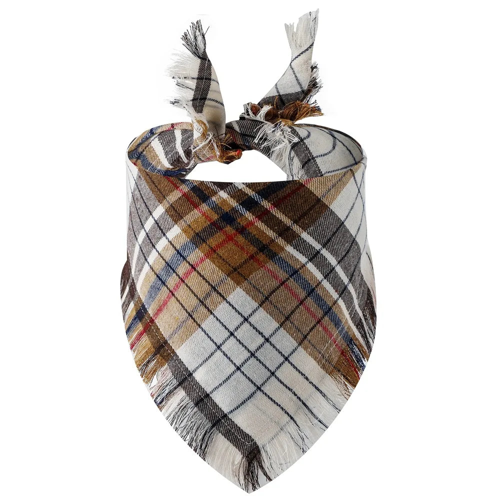 Plaid Tassel Bandana for Dogs