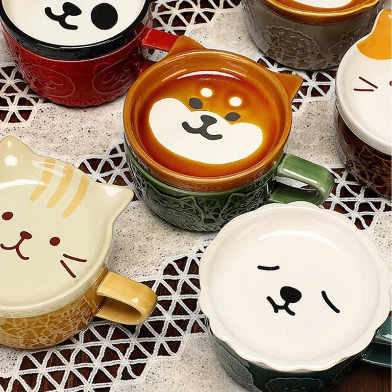 Cute Cartoon Animal Mug with Lid