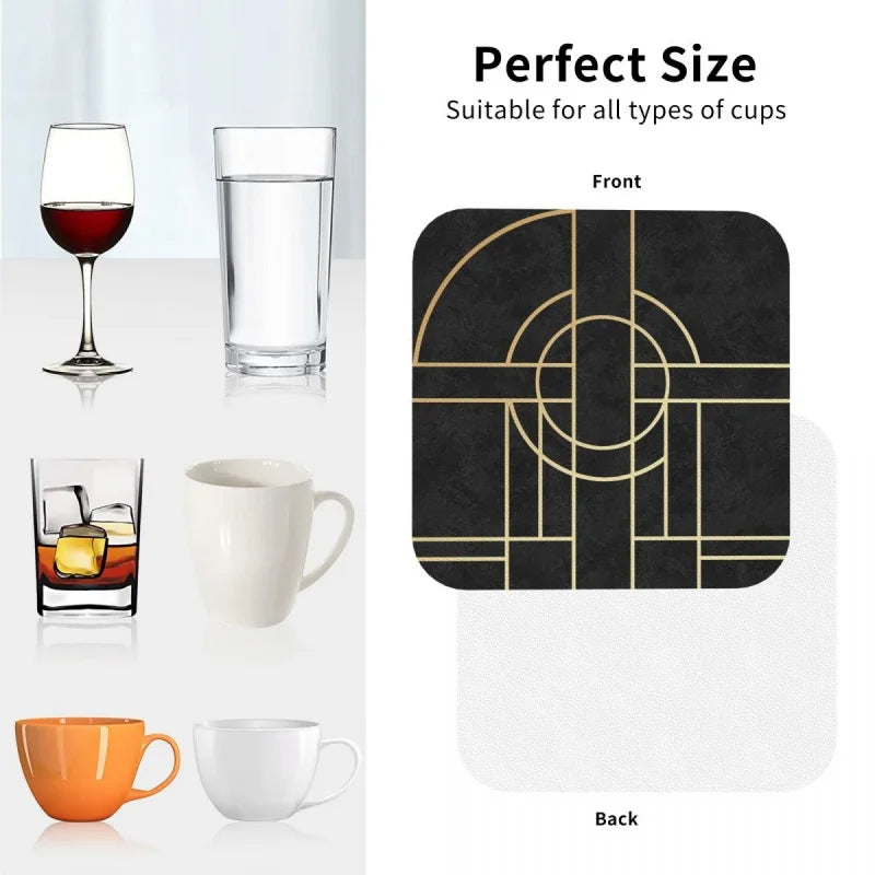 Art Deco Black Marble Coasters