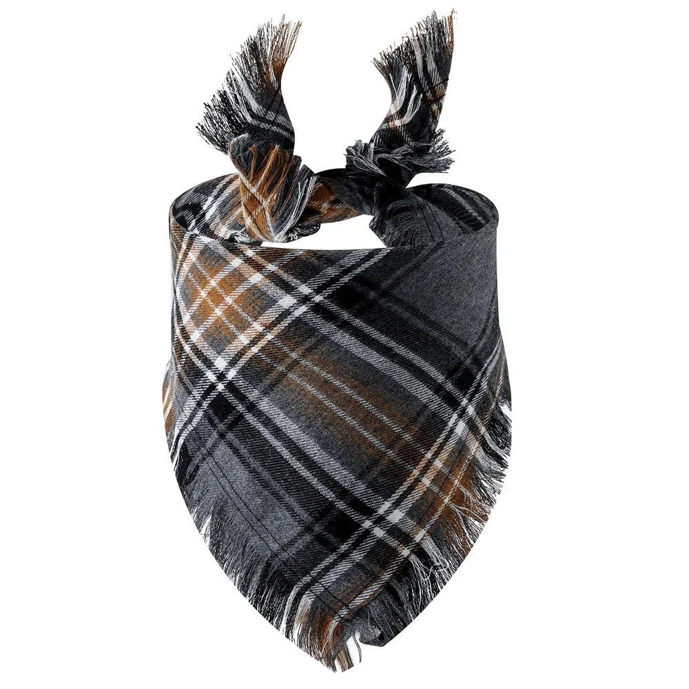 Plaid Tassel Bandana for Dogs