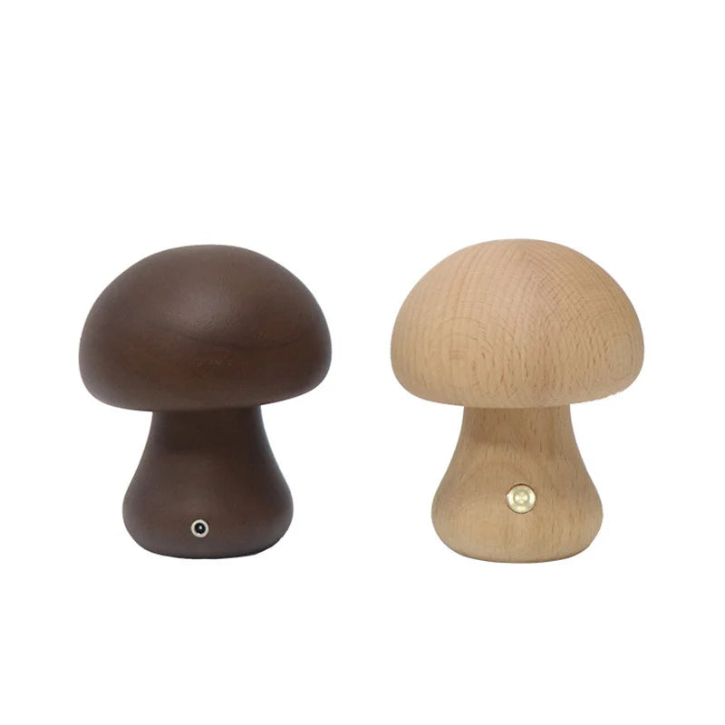 Wooden Cute Mushroom Bedside Table Lamp