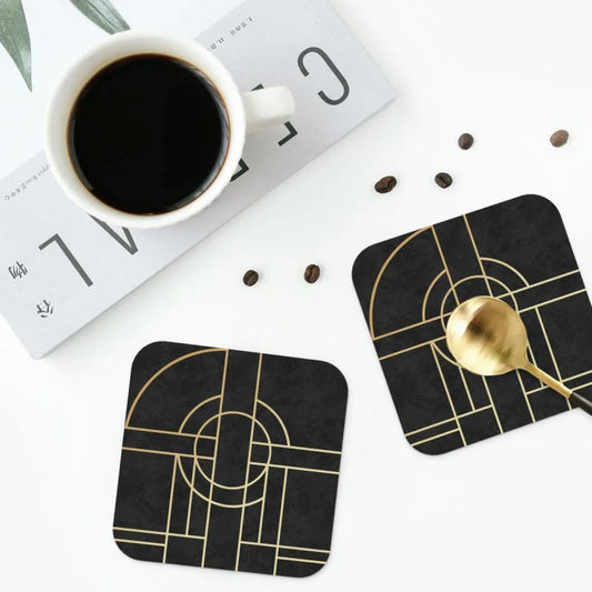 Art Deco Black Marble Coasters