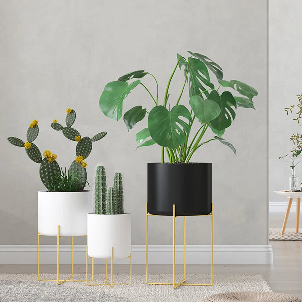 Metal Plant Pot with Gold Stand