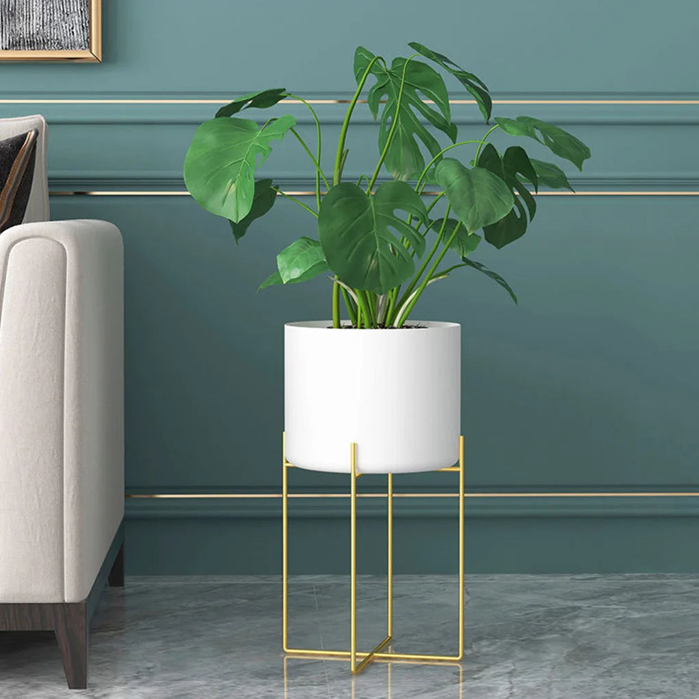 Metal Plant Pot with Gold Stand