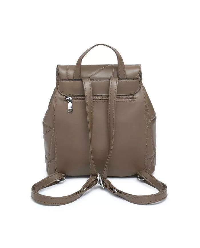 Unisex Waterproof PU Leather Backpack - Khaki