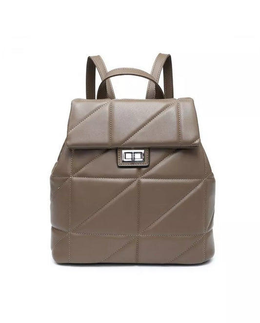 Unisex Waterproof PU Leather Backpack - Khaki